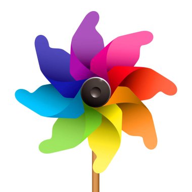 Colourful childs windmill or pinwheel clipart