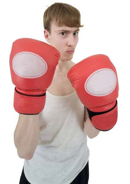手袋の白い背景の上に薄いボクサー — Stock fotografie
