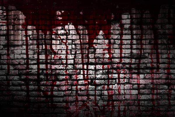 Set Dinding Bata Berdarah Dalam Gelap Untuk Konten Horor Dan — Stok Foto