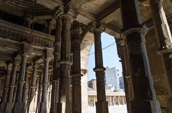 Innenraum Der Jama Masjid Moschee Ahmedabad Indien — Stockfoto