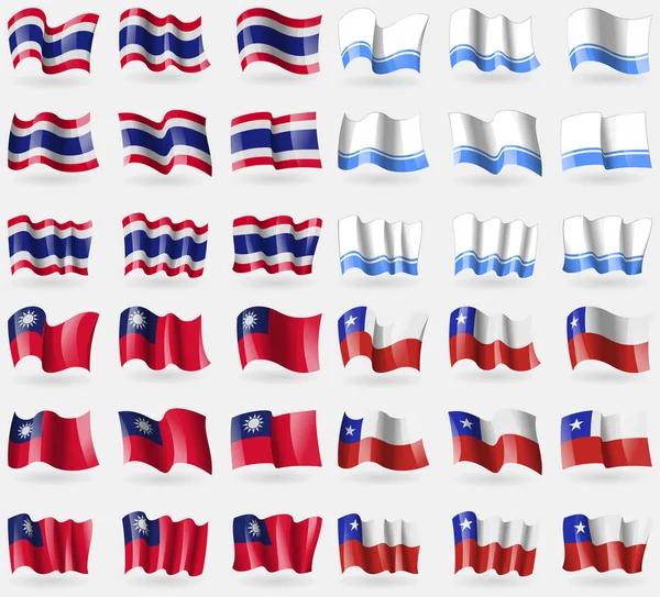 Tailandia República Altai Taiwán Chile Conjunto Banderas Los Países Del — Foto de Stock