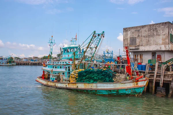 Pêche Jetée Dans Mer Thaïlande Grand Bateau Pêche — Photo