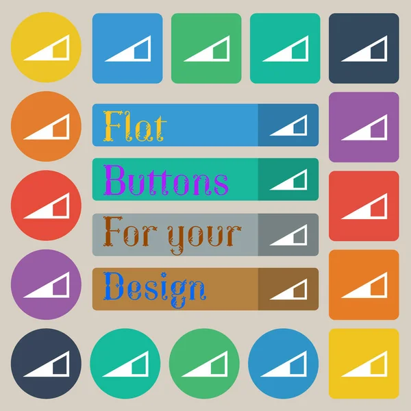 Знак Значка Громкости Динамика Набор Двадцати Цветных Плоских Круглых Квадратных — стоковое фото