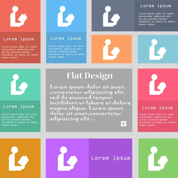 Leia Ícone Livro Conjunto Botões Multicoloridos Com Espaço Para Texto — Fotografia de Stock