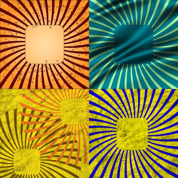 Sunburst Retro Textured Grunge Sfondo Set Raggi Epoca Illustrazione — Foto Stock