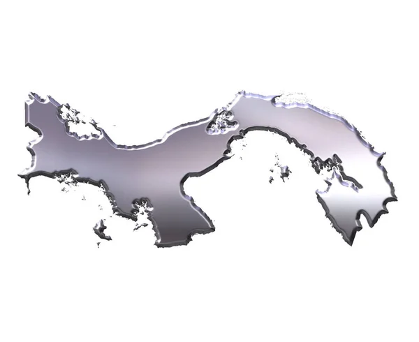 Panamá Mapa Prata Isolado Branco — Fotografia de Stock