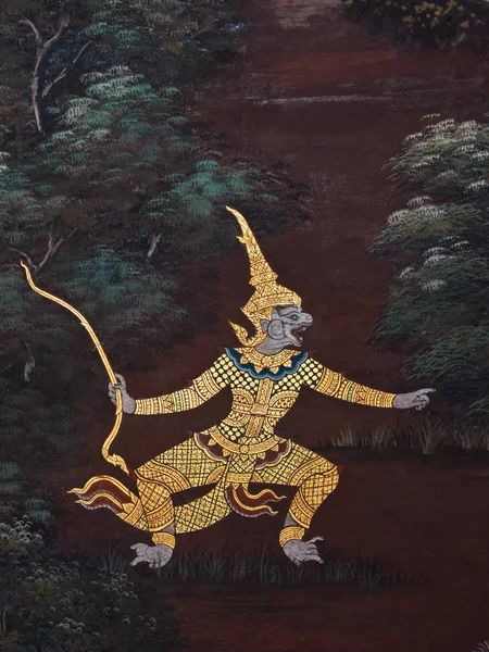 Lukisan Art Thai Dinding Kuil — Stok Foto