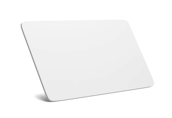 Λευκό Κενό Κάρτα Άσπρο Φόντο Κάρτα Είναι Στη Γωνία Απομονωμένες — Φωτογραφία Αρχείου