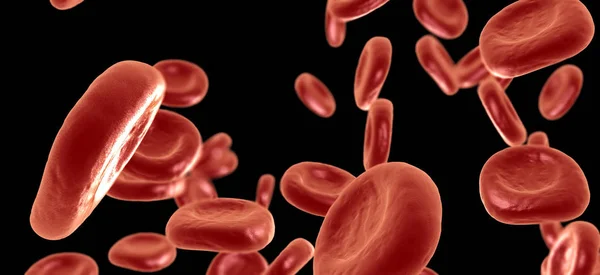 Rendering Van Hoge Kwaliteit Van Een Groep Vloeiende Rode Bloedcellen — Stockfoto