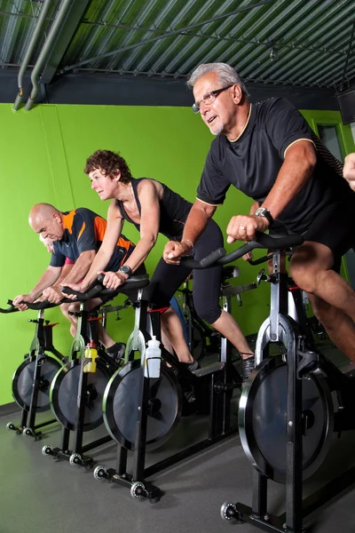 Group of senior people in a cycling class