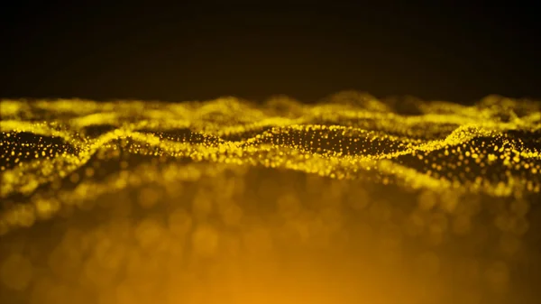 Lujoso Oro Brillante Partículas Onda Fondo Renderizado — Foto de Stock