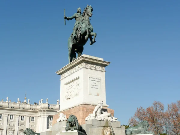 Estatua Ecuestre Felipe Plaza Oriente Madrid España —  Fotos de Stock