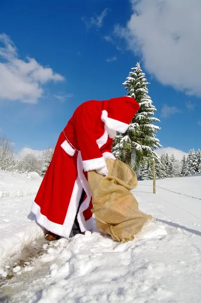 Noel Baba Noel Baba Güzel Kış Peyzaj — Stok fotoğraf