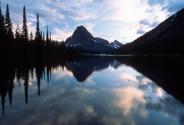 Reflection Sinopah Two Medicine Lake Glacier Nat Park Montana — Stock Photo, Image