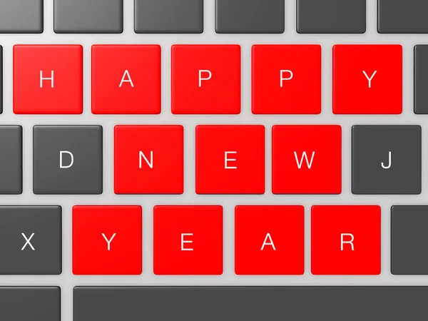 Rote Neujahrstasten Tasten Auf Dunkler Computertastatur — Stockfoto