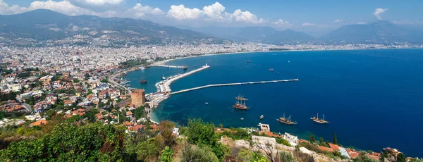 Alanya Antalya Agosto 2015 Vista Panorámica Ciudad Alanya Costa Con — Foto de Stock