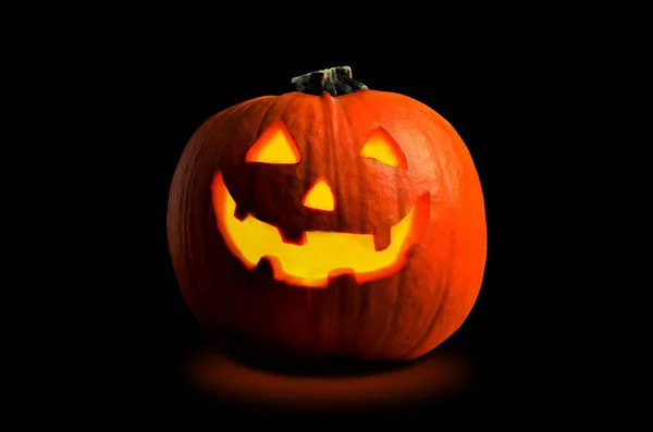 Foto Eines Halloween Kürbisses Jack Laterne Mit Geschnitztem Gesicht Von — Stockfoto