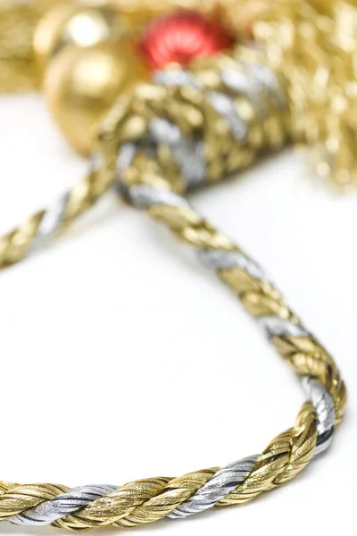 Noose Made Out Christmas Rope Baubles Background Isolated White — Stock Photo, Image