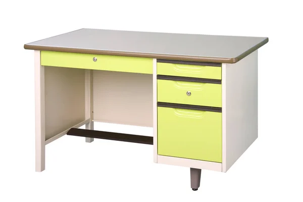 Bureau Acier Couleur Vert Vif Isolé Sur Fond Blanc — Photo