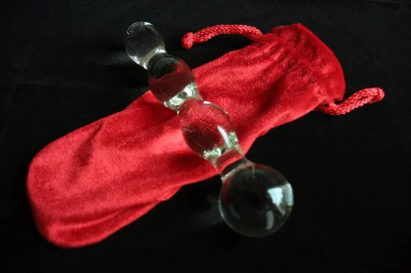 Glass Dildo Velvet Pouch — Stockfoto