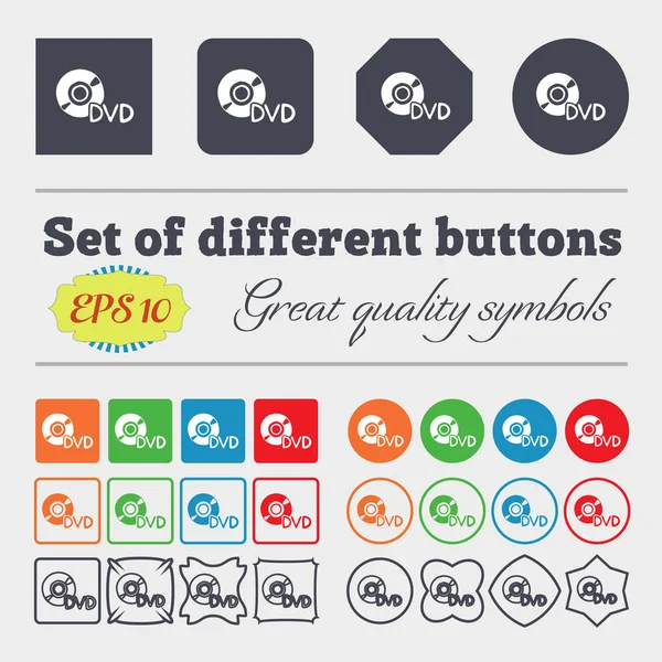 Dvd Icon Sign Big Set Colorful Diverse High Quality Buttons — Stock Photo, Image