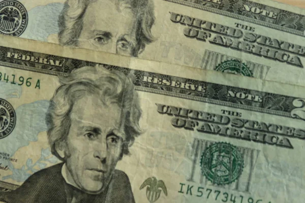 Notas Dólar Dos Eua Nota Vinte Dólares Com Presidente Andrew — Fotografia de Stock