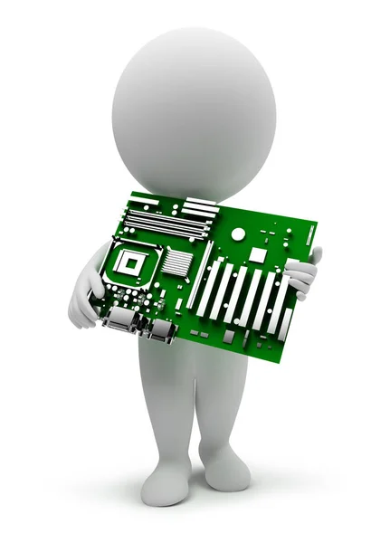 Small People Motherboard Image Isolated White Background — Stock Photo, Image
