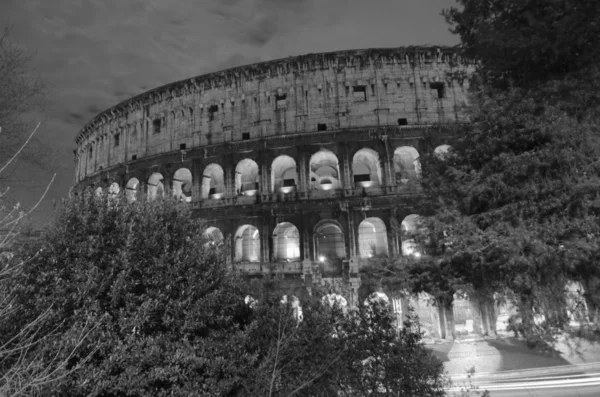 Luci Del Colosseo Notte Roma Italia — Foto Stock