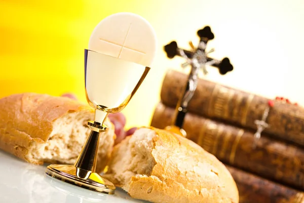 Eucharist Sacrament Communion Bright Background Saturated Concept — Stock Photo, Image