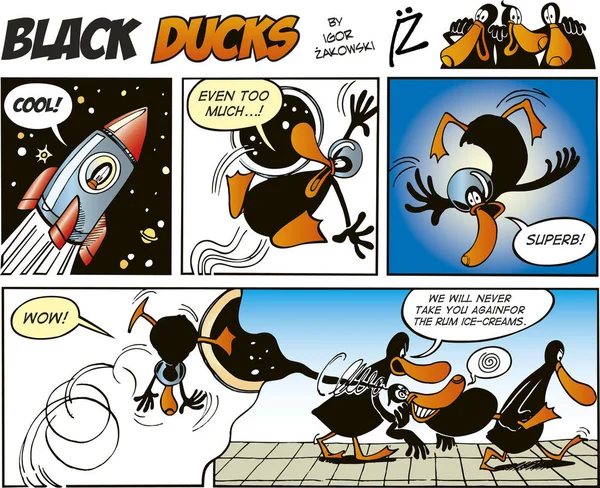 Black Ducks Comic Strip Episode — Stock Photo, Image