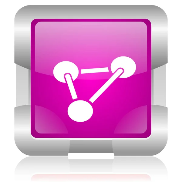Modernes Oryginal Violett Quadratisch Glänzendes Internet Symbol Mit Stahlrand Auf — Stockfoto