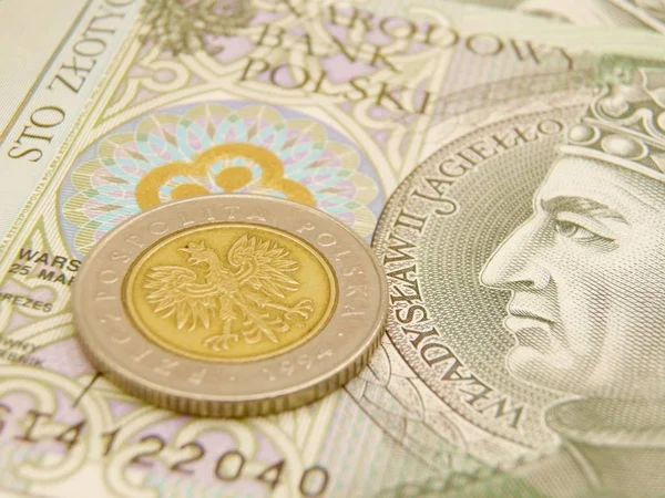 Polnisches Zloty Geld Banknoten Und Münzen — Stockfoto
