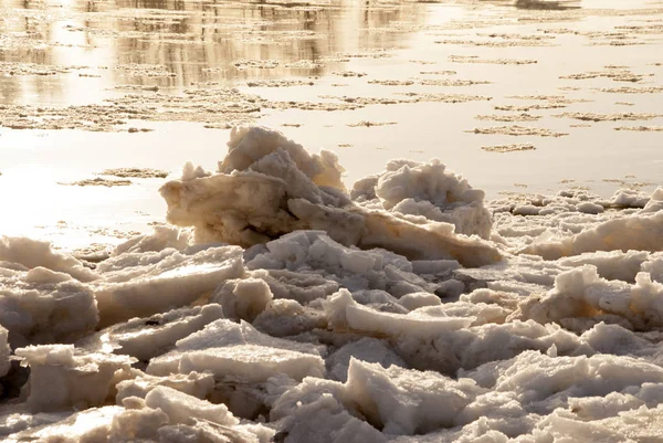 Drivande Isfloes Elben — Stockfoto