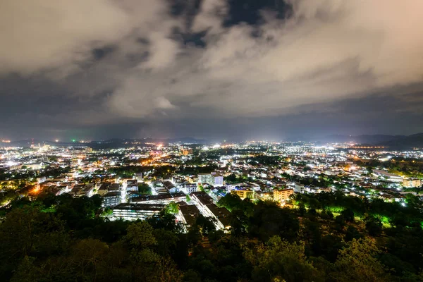 Vue Angle Élevé Ville Dans Ciel Nocturne Point Vue Khao — Photo