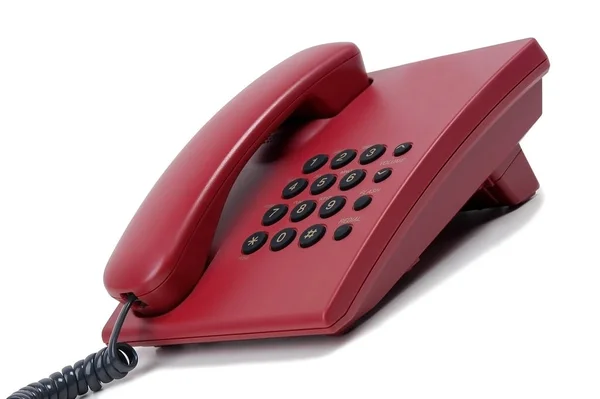 Κόκκινο Τηλέφωνο Που Απομονώνονται Λευκό Φόντο — Φωτογραφία Αρχείου