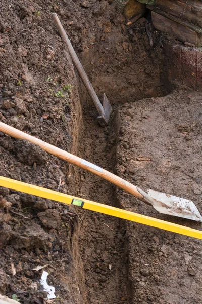 Scavo Terreno Una Fondazione Cantiere — Foto Stock