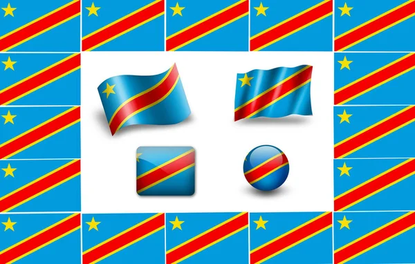 Bandera Del Congo Conjunto Iconos Marco Banderas — Foto de Stock