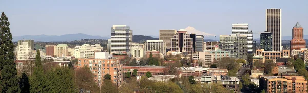 Portland Oregon Skyline Del Centro Con Mount Hood Panorama —  Fotos de Stock