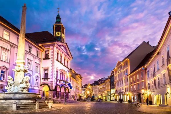 Romantik Ljubljana Nın Şehir Merkezi Slovenya Nın Başkenti Avrupa Belediye — Stok fotoğraf