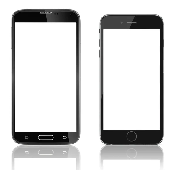 Συγκρίνετε Δύο Νέα Smartphones Δίπλα Δίπλα Νέα Smartphones Κενή Οθόνη — Φωτογραφία Αρχείου