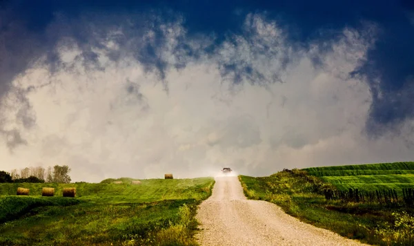 Nuvole Tempesta Canada Campagna Rurale Prairie Scene — Foto Stock