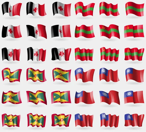 Udmurtia Transnistria Granada Myanmar Birmania Conjunto Banderas Los Países Del — Foto de Stock