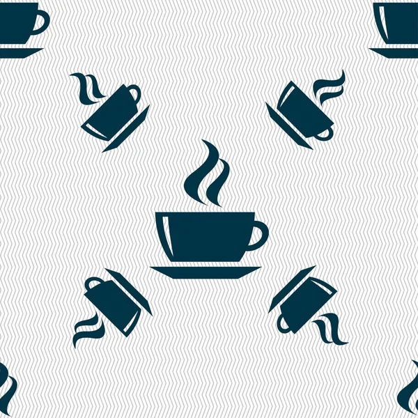 Thee Koffie Pictogram Teken Naadloos Patroon Met Geometrische Textuur Illustratie — Stockfoto