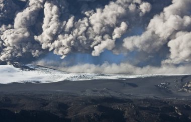 Ash cloud fallout from the Eyjafjallajokull eruption in Iceland clipart