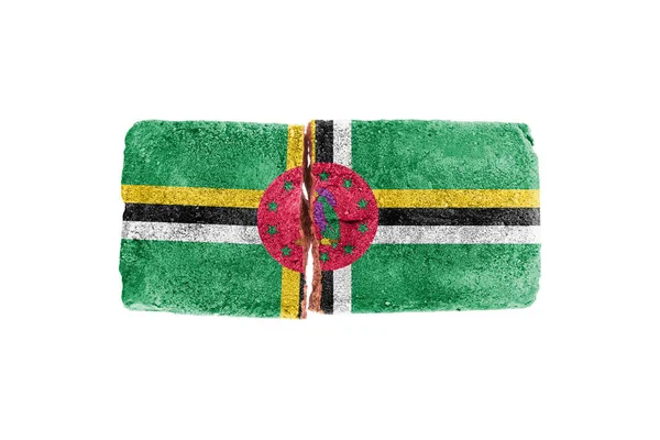 Ladrillo Duro Roto Aislado Sobre Fondo Blanco Bandera Dominica —  Fotos de Stock