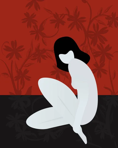 様式化された裸の女の子に座って 抽象芸術 — ストック写真