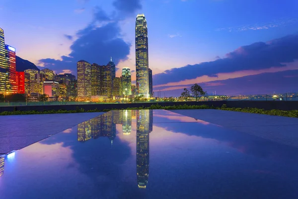 Pôr Sol Hong Kong Centro Cidade — Fotografia de Stock
