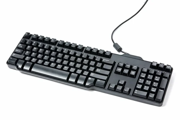 Teclado Computador Preto Isolado Fundo Branco — Fotografia de Stock