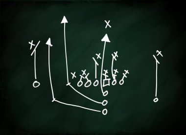 A chalk drawing of a football play. Has remnents of chalk and it is very high quality. clipart
