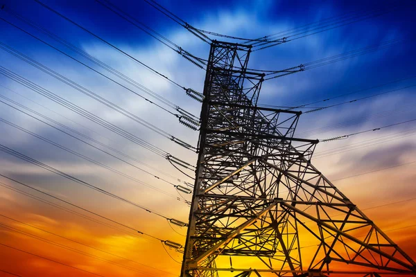 High Voltage Tower Sunset — Stock Photo, Image
